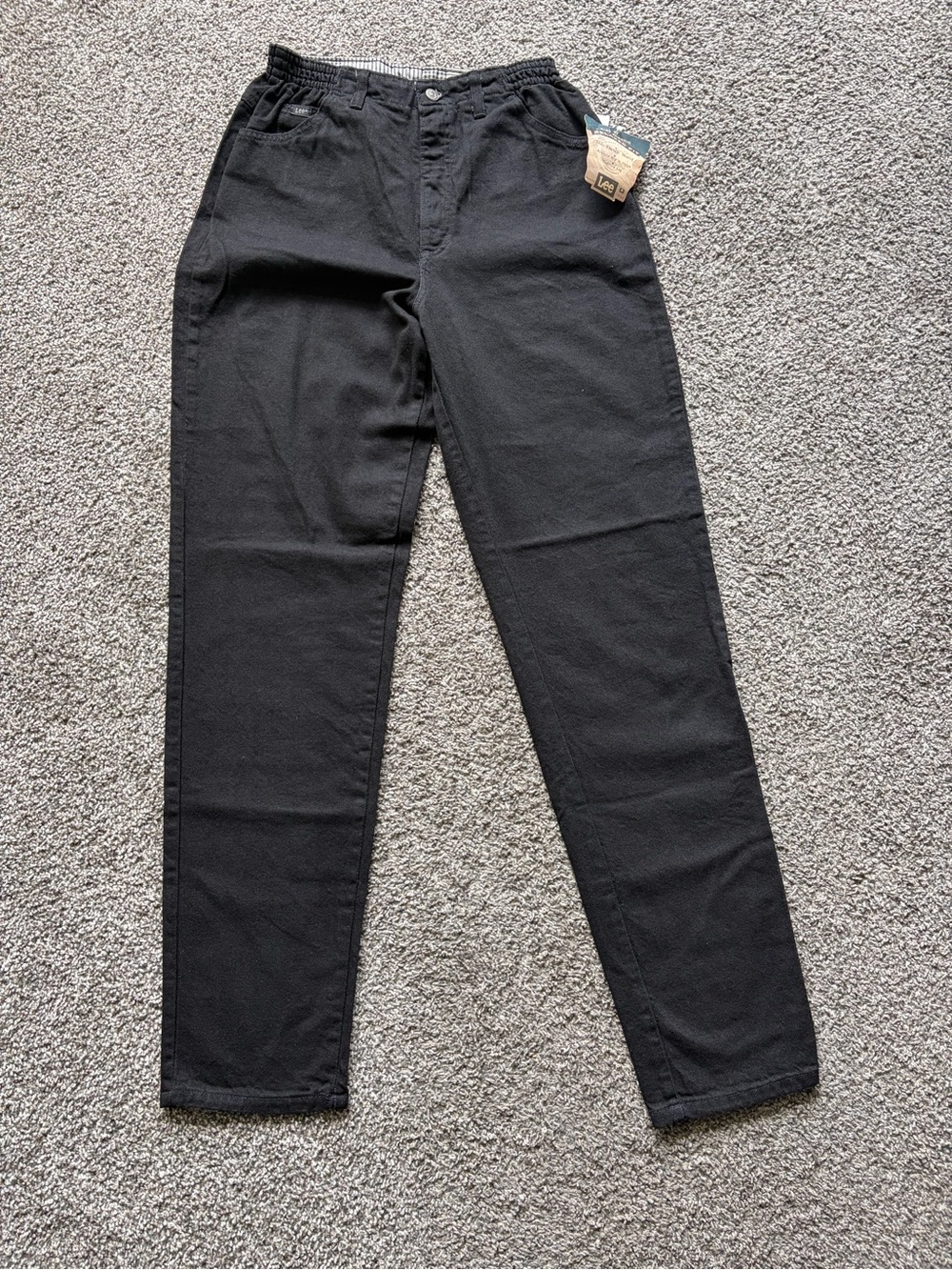 Vintage 80s/90s Lee Women's Black Relaxed Fit Elastic Waist Mom Jeans Sz 12L